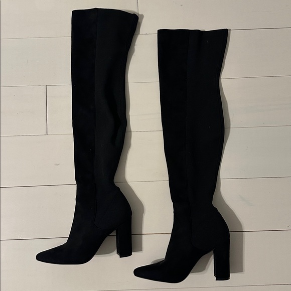 Steve Madden Everly Ever Over The Knee High Heeled Stretch Heeled Boots Black 6 - Picture 3 of 7